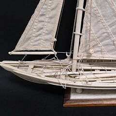 Vintage Azorian Carved Bone Whaling Longboat Model, 20th century