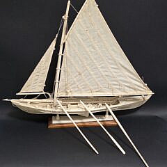 Vintage Azorian Carved Bone Whaling Longboat Model, 20th century
