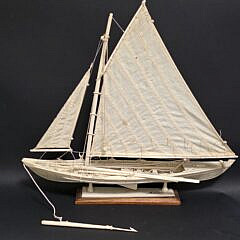 Vintage Azorian Carved Bone Whaling Longboat Model, 20th century