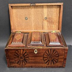 Fine Antique British Regency Triple Compartment Tea Caddy, 18th century