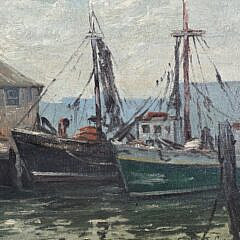 Emile Albert Gruppe Impressionist Oil on Artist Board “Gloucester Harbor”,Painting, 20th century