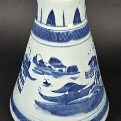 Scarce Blue and White Chinese Canton Conical Incense Burner, 19th century