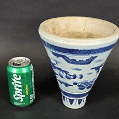 Scarce Blue and White Chinese Canton Conical Incense Burner, 19th century