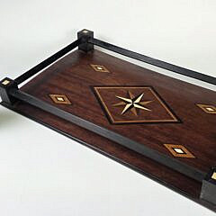 Antique Sailor Made Nautical Star Inlaid Gallery Serving Tray, 19th century