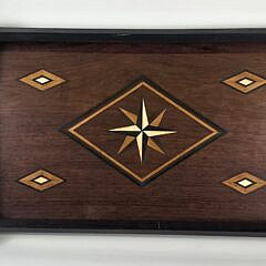 Antique Sailor Made Nautical Star Inlaid Gallery Serving Tray, 19th century