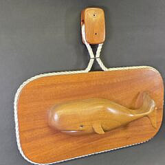 Vintage Roy Hall Finely Carved Sperm Whale Wall Plaque, 20th century