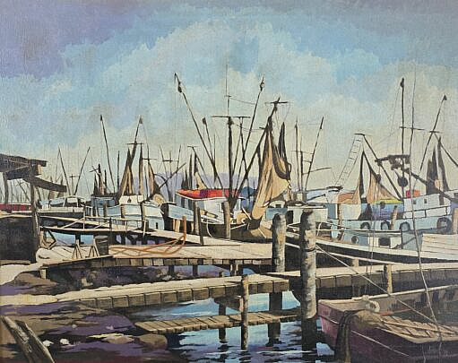 5090-955 Wharf Oil Painting A
