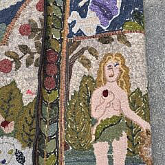 Folk Art Pictorial Adam and Eve Hand Hooked Rug Carpet