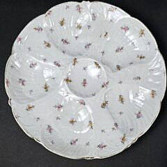 Set of Six Antique Fine Porcelain Hand Painted Oyster Plates, early 20th century