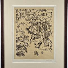 Vintage Pencil Signed Tony Sarg Nantucket Birdseye View of Main Street, 20th century