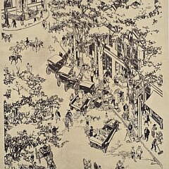 Vintage Pencil Signed Tony Sarg Nantucket Birdseye View of Main Street, 20th century