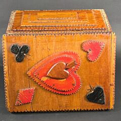 Antique American Carved Tramp Art Playing Card Suits Box, 19th century