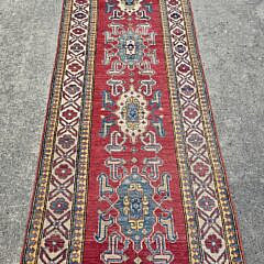 Vintage Shirvan Kazak Hand Knotted Wool Oriental Rug Carpet Runner, 20th century