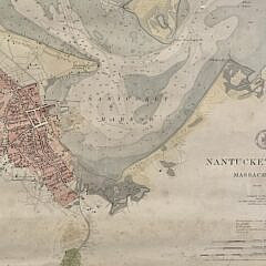 Antique 1911 Hand Colored Nantucket Harbor Chart