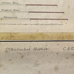 Antique 1911 Hand Colored Nantucket Harbor Chart