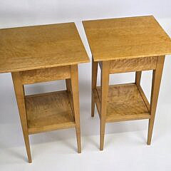 Pair of Birdseye and Tiger Maple One Drawer End Table Night Stands