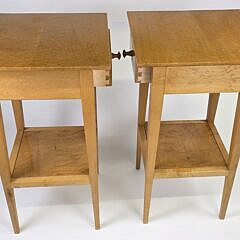 Pair of Birdseye and Tiger Maple One Drawer End Table Night Stands