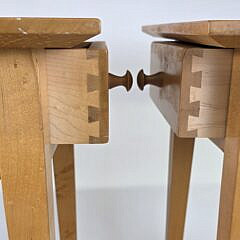 Pair of Birdseye and Tiger Maple One Drawer End Table Night Stands