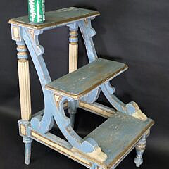 Blue and White Painted Regency Wood Library Steps, 20th century