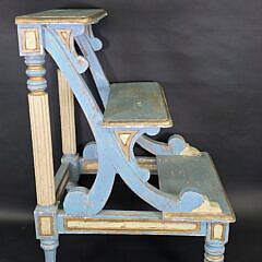 Blue and White Painted Regency Wood Library Steps, 20th century