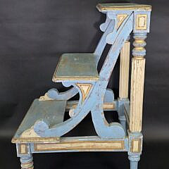 Blue and White Painted Regency Wood Library Steps, 20th century
