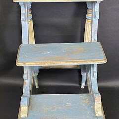 Blue and White Painted Regency Wood Library Steps, 20th century
