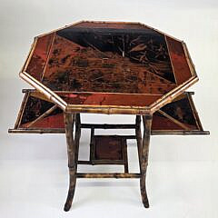 Antique English Lacquered Bamboo Occasional Table, 19th century