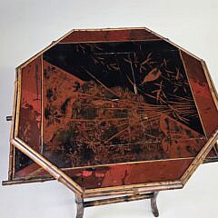 Antique English Lacquered Bamboo Occasional Table, 19th century