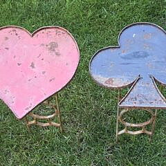 Set of Four Iron Playing Card Suits Garden Lawn Tables, 20th century