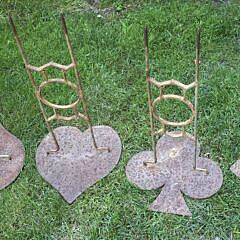 Set of Four Iron Playing Card Suits Garden Lawn Tables, 20th century