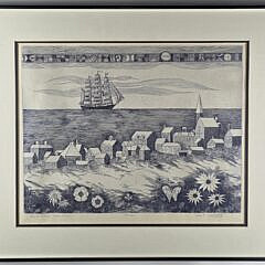 John Lochtefeld Limited Edition Nantucket Etching “Quiet Flower Laden Shore”