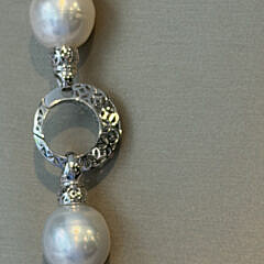 13mm x 16.9mm White South Sea Baroque Pearl and Pink Freshwater Pearl Necklace, 14k White Gold Clasp