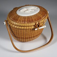 Bill and Judy Sayle Nantucket Cocktail Basket with Dolphins on Lid