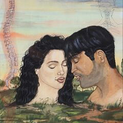 Douglas Bourgeois 1988 Watercolor “Couple with Spinal Column”