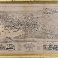 Rare Bird’s Eye View Of Nantucket 1881