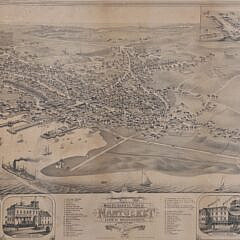 Rare Bird’s Eye View Of Nantucket 1881