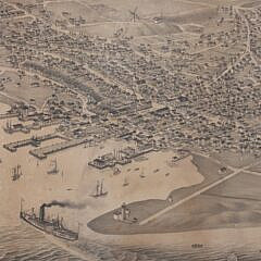Rare Bird’s Eye View Of Nantucket 1881