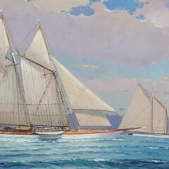 William Lowe Oil on Linen “Fresh Breeze Nantucket Schooner”