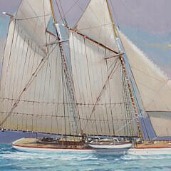 William Lowe Oil on Linen “Fresh Breeze Nantucket Schooner”