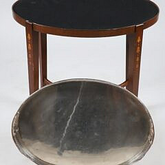 Silver Plated Tray on Bell Flower Inlaid Stand