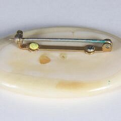 Scrimshawed Whaling Scene Pin Signed Lee