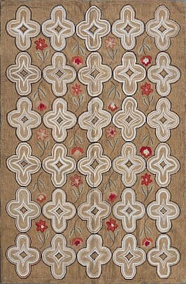American Geometric Design Hooked Rug