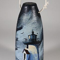 Contemporary Brant Point Light Hand Painted Wood Buoy
