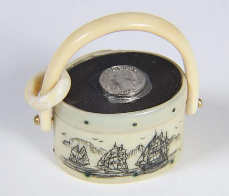 Alan Doucette Miniature Scrimshaw Ditty Purse Pendant