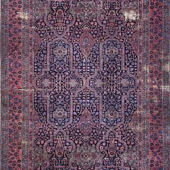 Antique Fereghan Sarouk Oriental Carpet in Vibrant Raspberry and Blue Hues