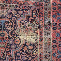 Antique Fereghan Sarouk Oriental Carpet in Vibrant Raspberry and Blue Hues