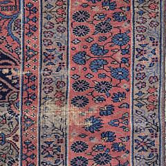 Antique Fereghan Sarouk Oriental Carpet in Vibrant Raspberry and Blue Hues