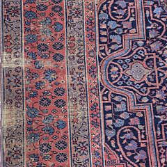 Antique Fereghan Sarouk Oriental Carpet in Vibrant Raspberry and Blue Hues