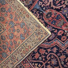 Antique Fereghan Sarouk Oriental Carpet in Vibrant Raspberry and Blue Hues