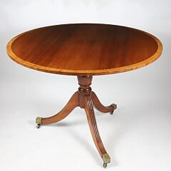 Mahogany Cross Band Tilt Top Table
